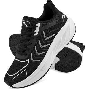 Women's Black Breathable Tennis Shoes Non-Slip Sneakers for Walking & Workout